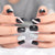 Sliver Glitter Square Nail Glossy Fingernails Mixed Designed Black Mirror Manicure Press On Nail Tips Fake Nails With Sticker